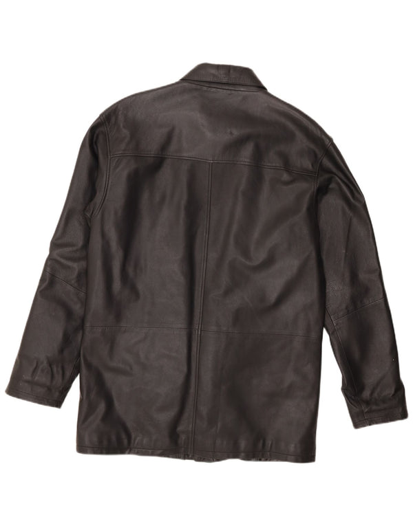 Giacca in pelle vintage da uomo UK 44 2XL Pelle nera