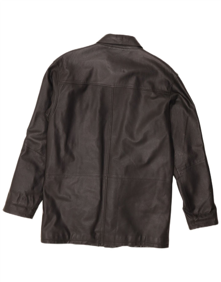 Giacca in pelle vintage da uomo UK 44 2XL Pelle nera