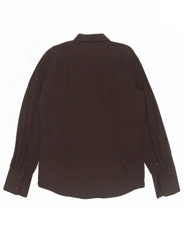 Camicia formale slim fit da uomo Hugo Boss taglia 43 XL cotone marrone