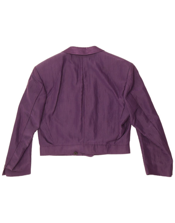 Giacca blazer doppiopetto vintage da donna UK 14 grande viola