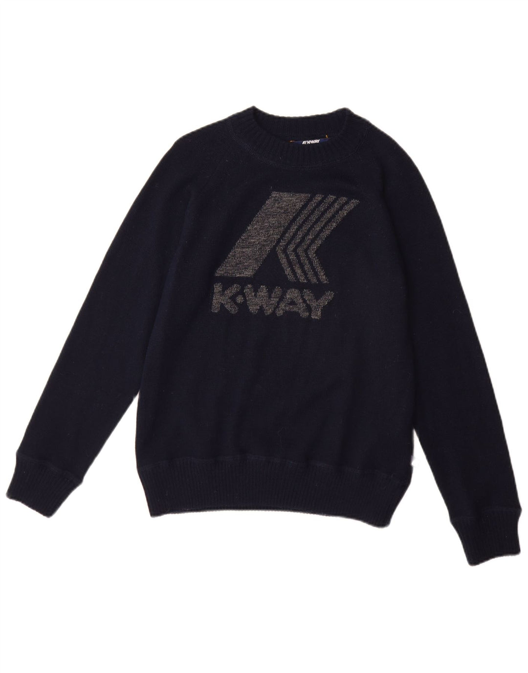 Maglione da donna K-WAY con scollo a barca con grafica UK 12 Lana medio blu navy