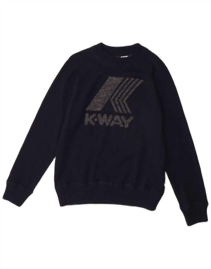 Maglione da donna K-WAY con scollo a barca con grafica UK 12 Lana medio blu navy