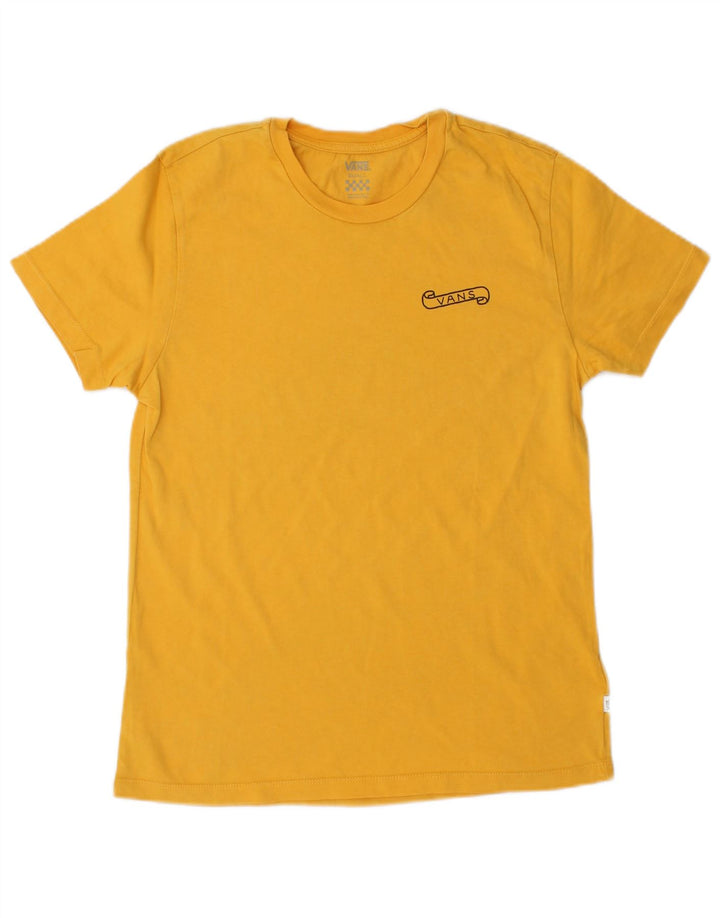 T-shirt grafica da donna VANS Top UK 10 piccola in cotone giallo