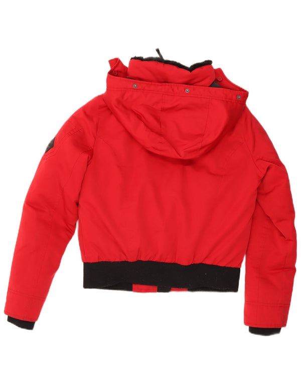 Giacca imbottita oversize con cappuccio da donna Hollister UK 10 piccola rossa in poliestere