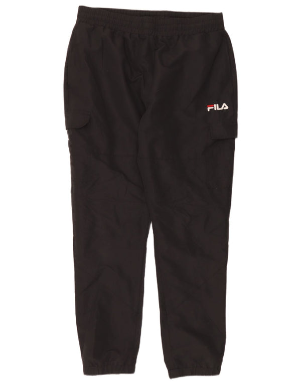Pantaloni da tuta cargo da uomo Fila, pantaloni da jogging, grandi, in poliestere nero