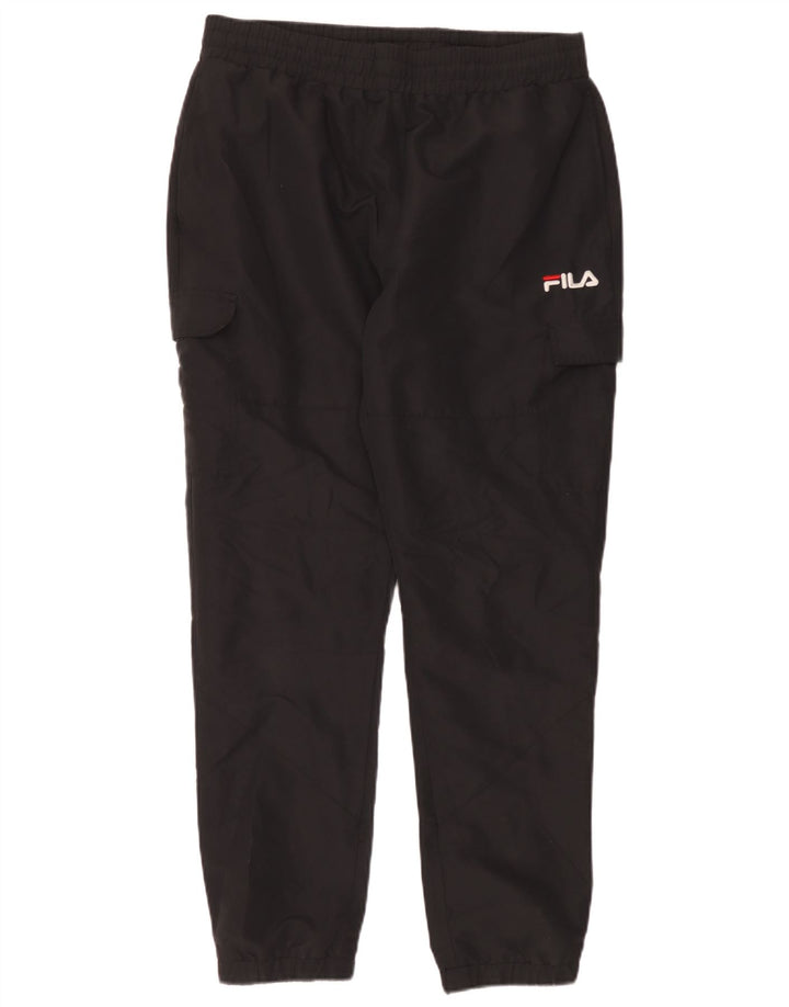 Pantaloni da tuta cargo da uomo Fila, pantaloni da jogging, grandi, in poliestere nero