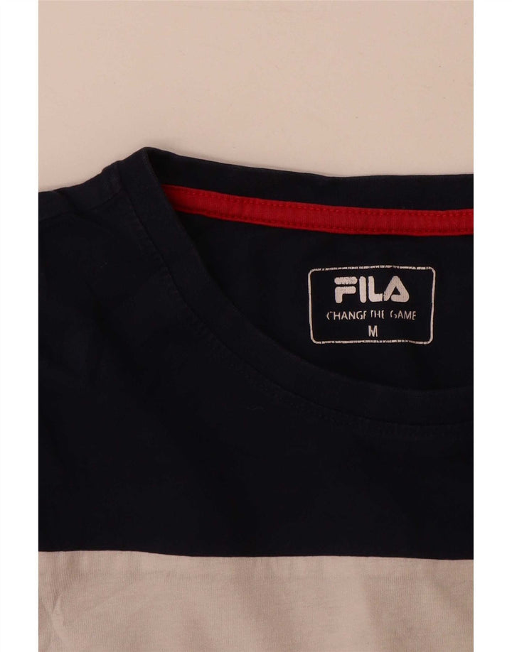 T-shirt Fila da uomo Top in cotone color block medio blu navy