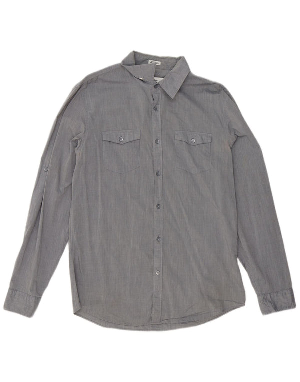 Camicia slim fit da uomo Calvin Klein in cotone gessato grigio medio