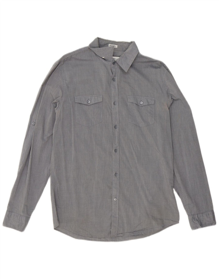 Camicia slim fit da uomo Calvin Klein in cotone gessato grigio medio