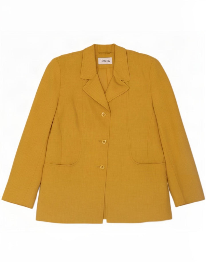 Giacca blazer a 3 bottoni da donna Eastex UK 12 poliestere giallo medio