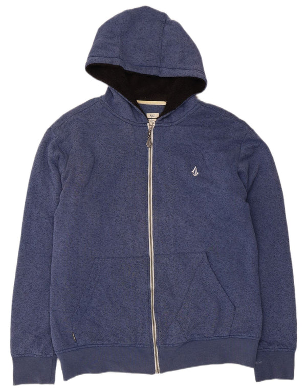 Felpa con cappuccio e zip slim fit da uomo Volcom XL in cotone chiazzato blu