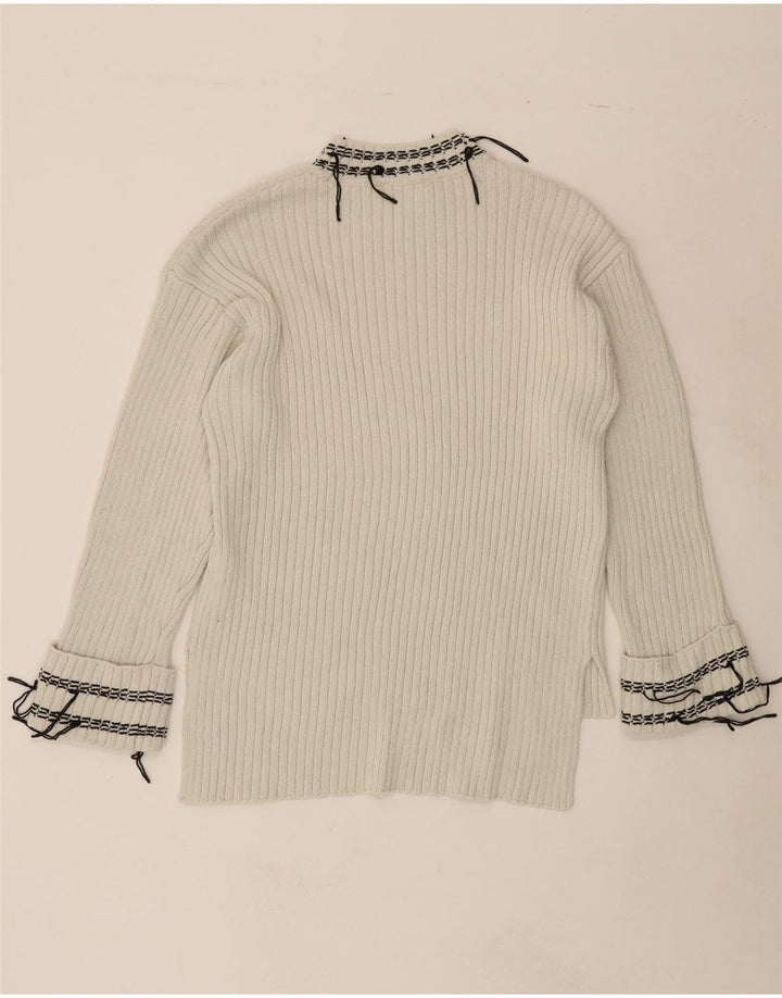 ZARA Womens Oversized Turtle Neck Jumper Sweater UK 14 Medium White Cotton Vintage Zara and Second-Hand Zara from Messina Hembry 