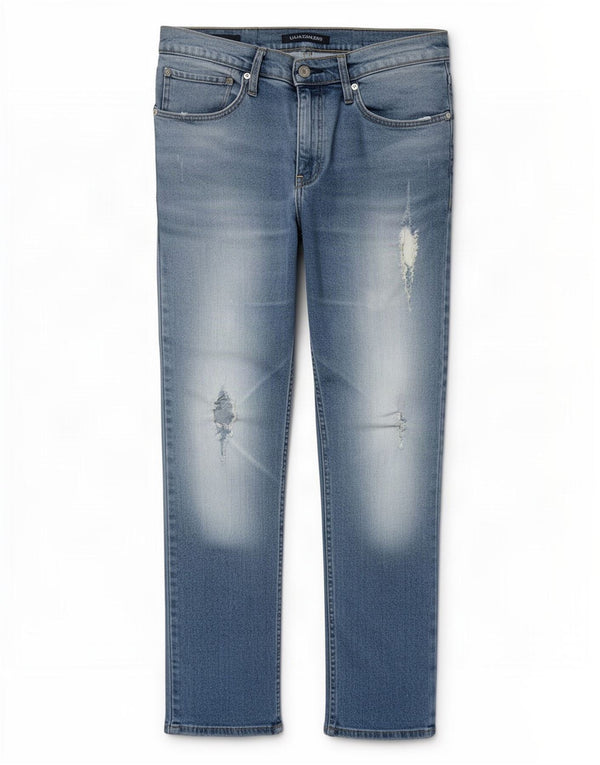 Calvin Klein Mens CKJ 016 Distressed Skinny Jeans W36 L28 Blue