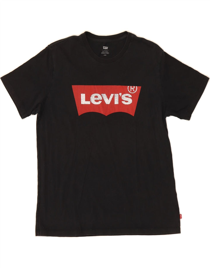 LEVI'S Mens Graphic T-Shirt Top Large Black Vintage Levi's and Second-Hand Levi's from Messina Hembry 