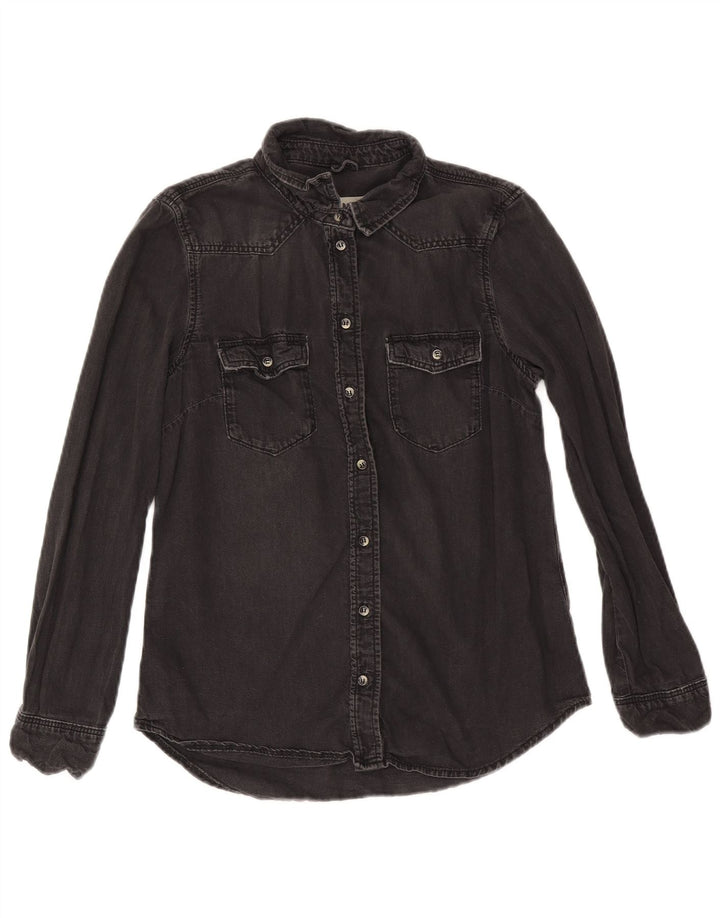 Camicia di jeans da donna Topshop UK 12 cotone nero medio