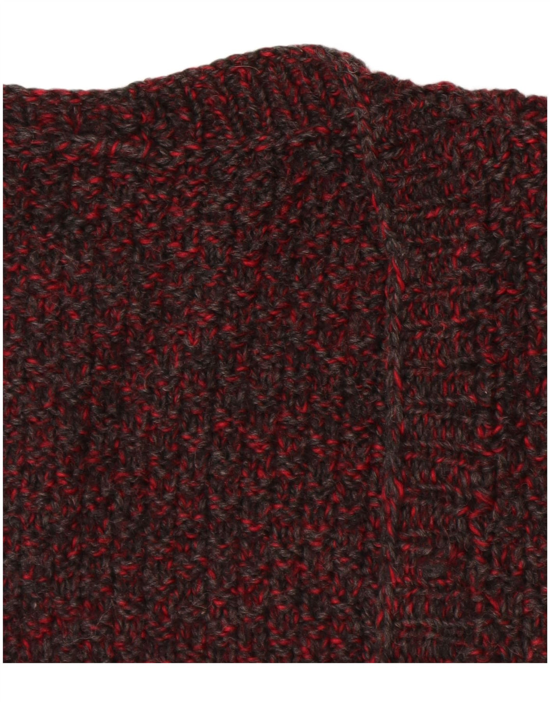 Maglione cardigan senza maniche da donna VINTAGE UK 14 Grande bordeaux screziato