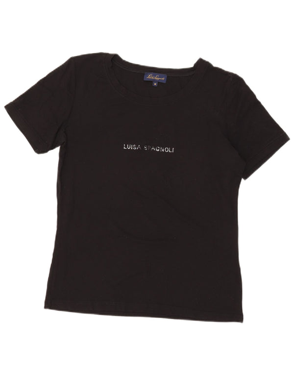 T-shirt grafica da donna Luisa Spagnoli Top UK 14 Medium Nero