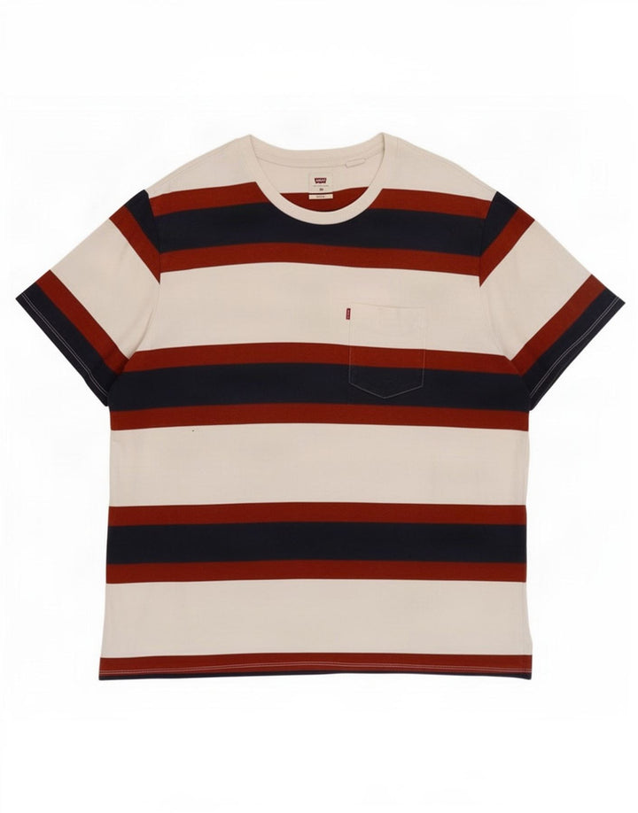 T-shirt rilassata da uomo Levi's Top XL in cotone a righe bianche