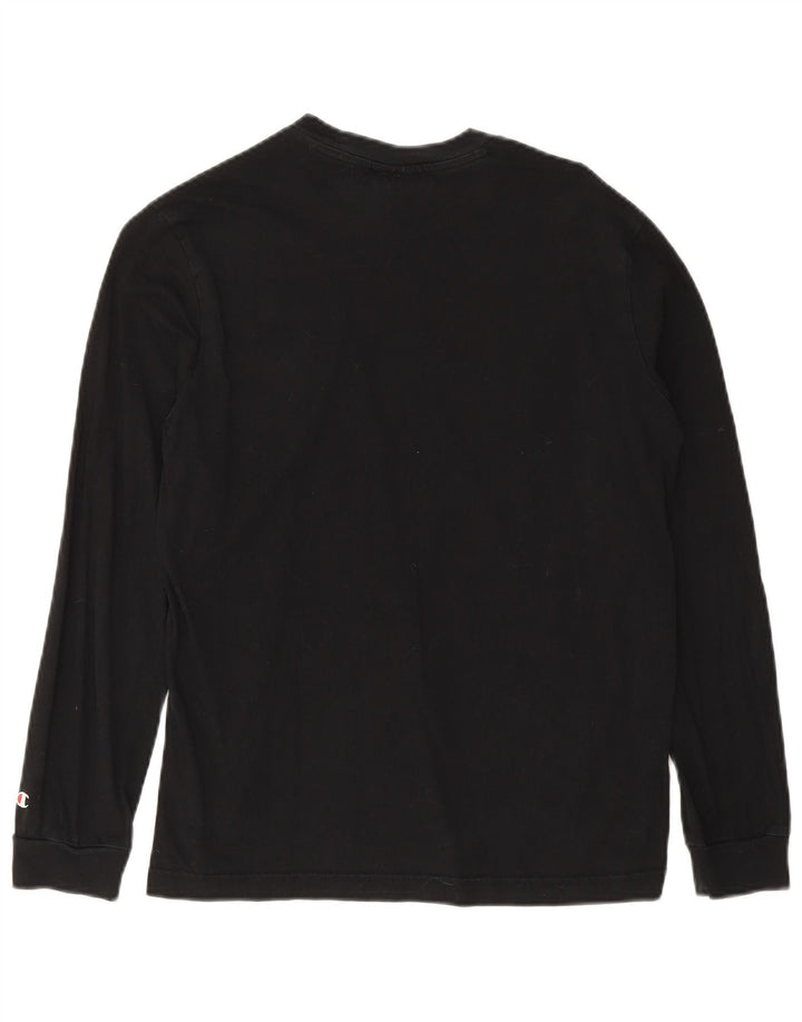 CHAMPION Womens Graphic Top Long Sleeve UK 10 Small Black