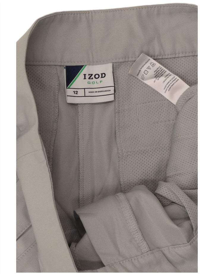 Pantaloncini chino da golf da donna Izod US 12 Large W36 poliestere grigio