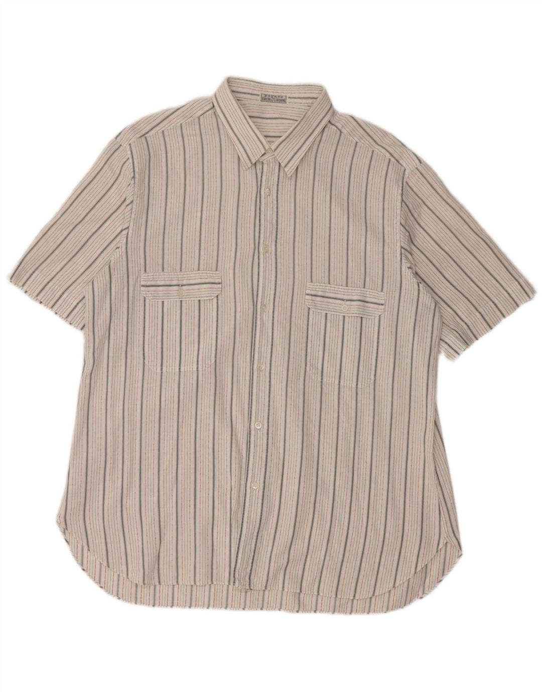 Camicia vintage da uomo a maniche corte a righe bianche grandi