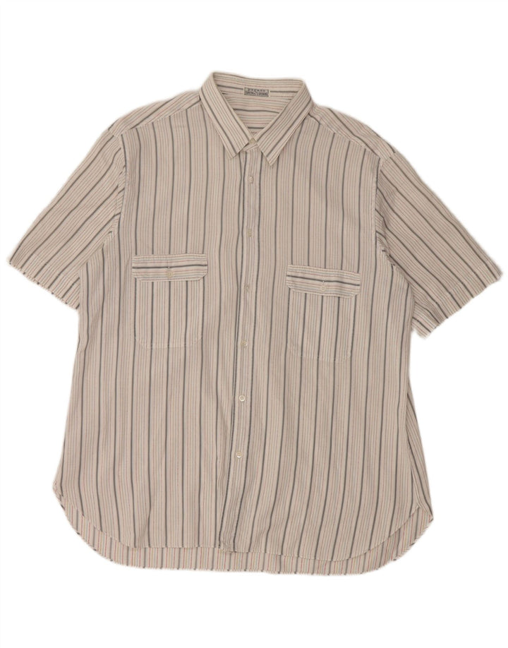 Camicia vintage da uomo a maniche corte a righe bianche grandi