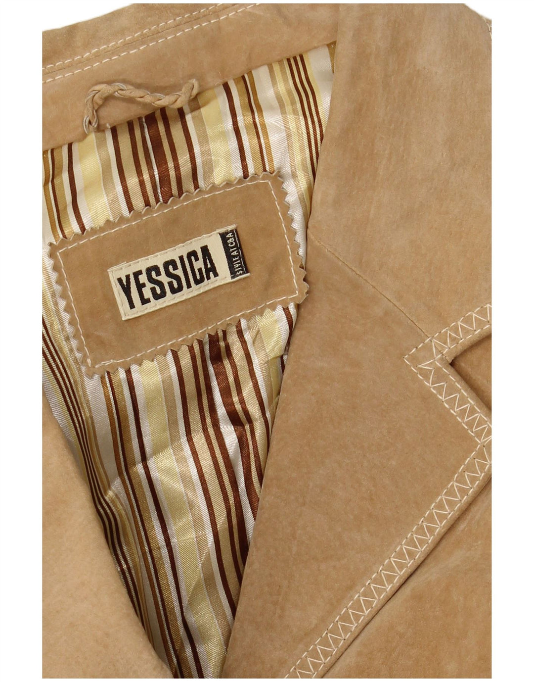 YESSICA Womens Suede 4 Button Blazer Jacket UK 16 Large Beige