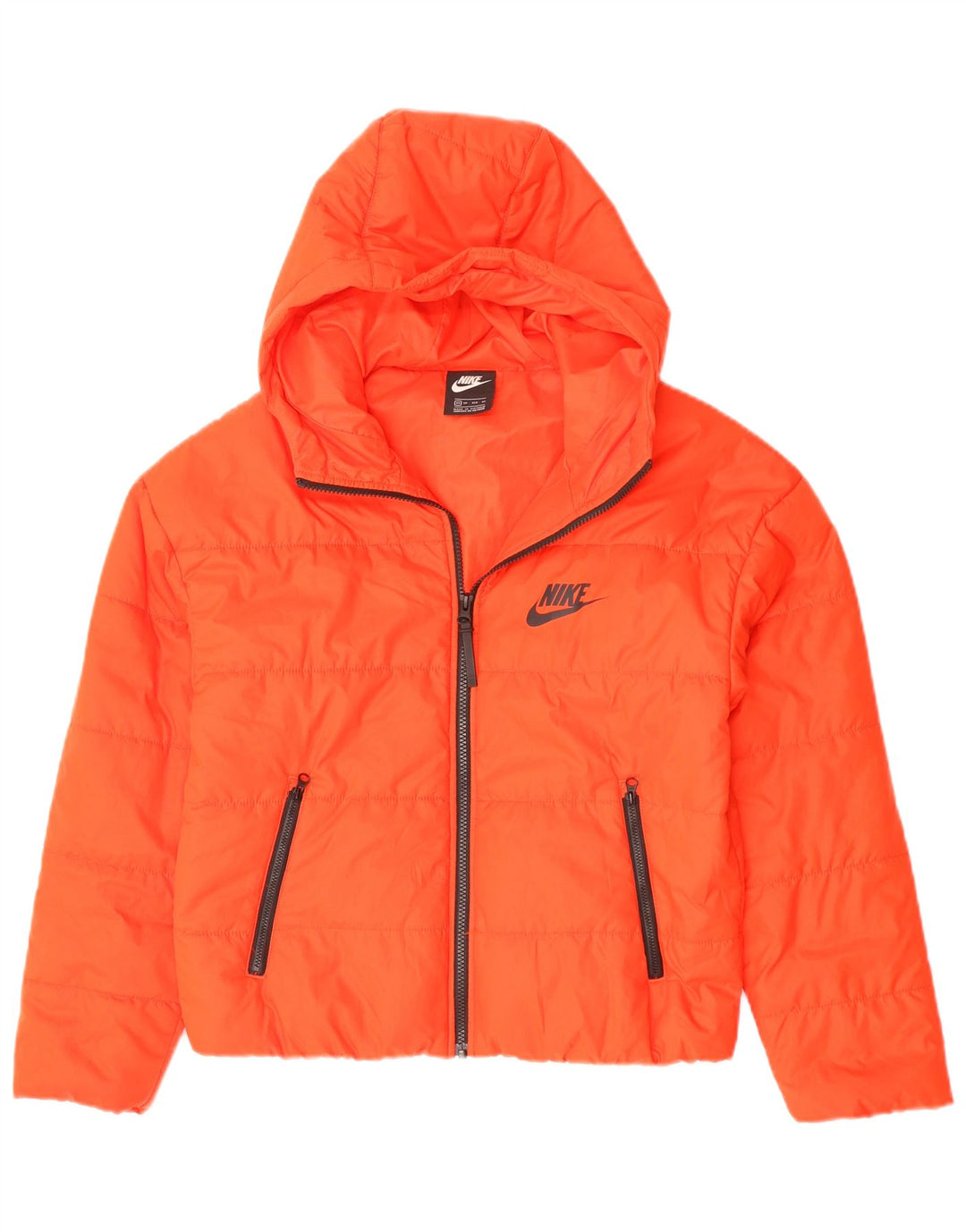 Giacca imbottita oversize con cappuccio Nike da donna UK 6 XS arancione poliestere