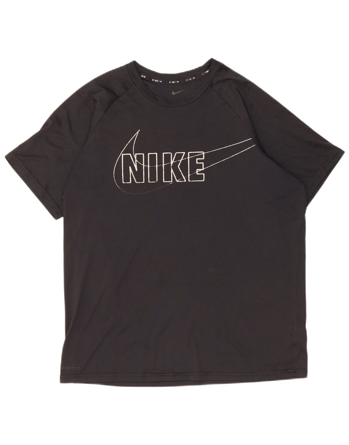 T-shirt grafica Nike Dri Fit da uomo, parte superiore in poliestere nero medio