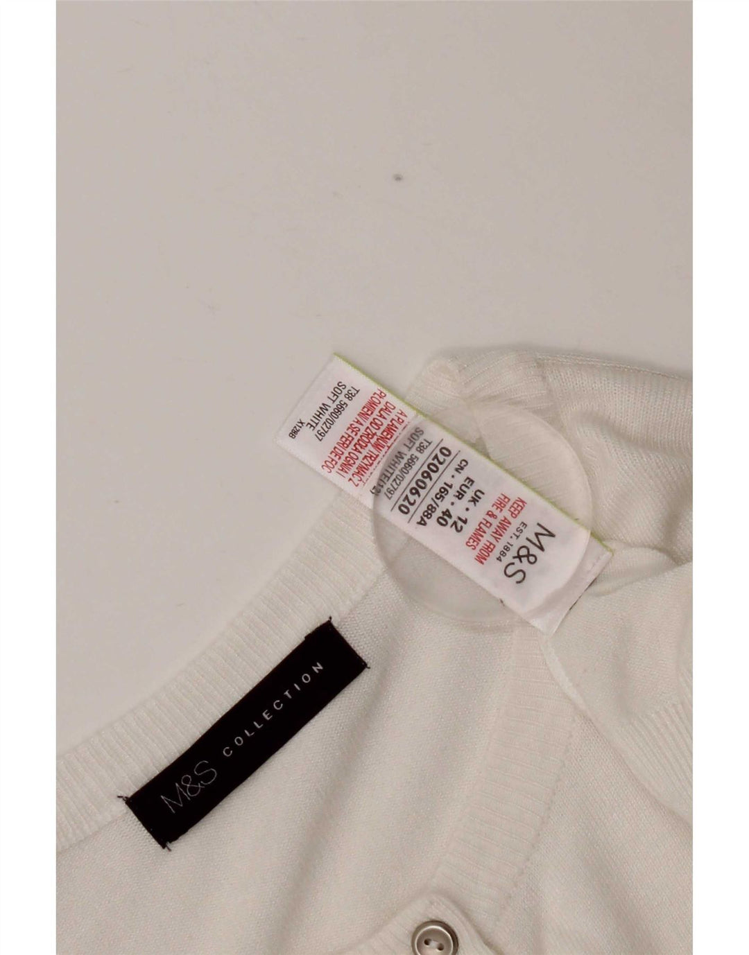Maglione cardigan corto da donna Marks & Spencer UK 12 Viscosa bianca media