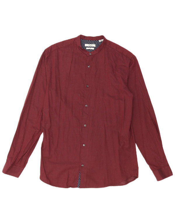 Camicia da uomo slim fit Jack & Jones grande in cotone maculato bordeaux