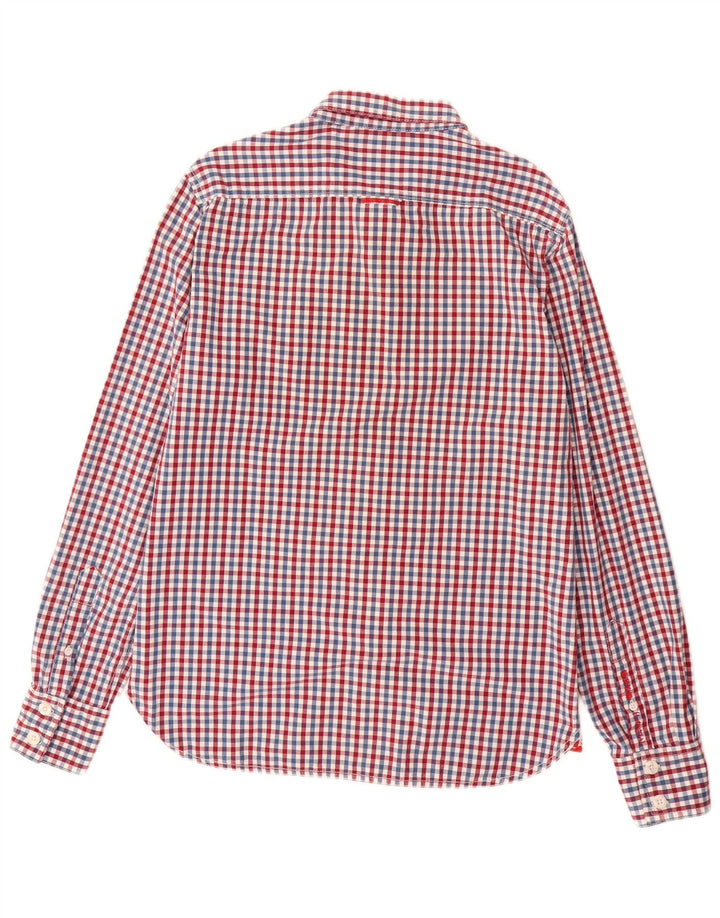 SUPERDRY Mens Shirt XL Burgundy Gingham Cotton
