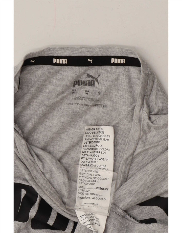 T-shirt grafica da donna Puma UK 14 cotone chiazzato grigio medio