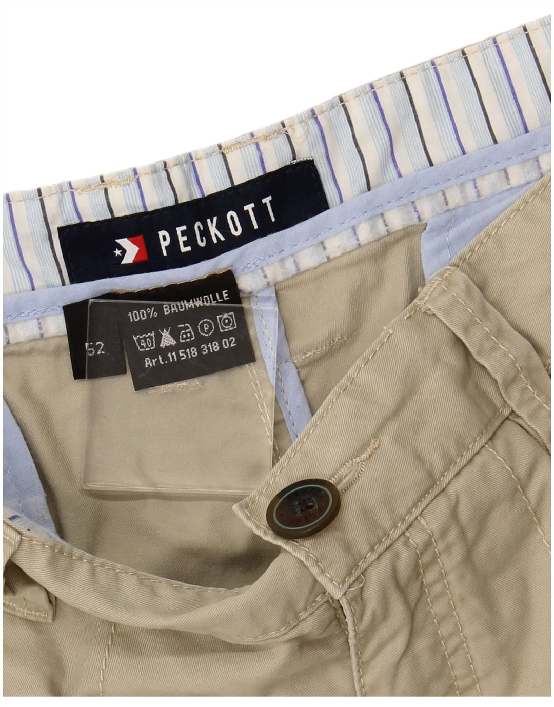 Pantaloncini chino da uomo PECKOTT IT 52 XL W36 Cotone Beige