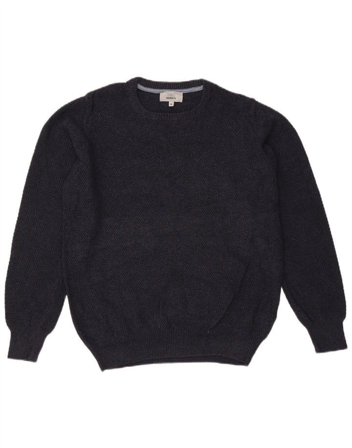 Maglione maglione girocollo da uomo Marks & Spencer su misura blu navy medio