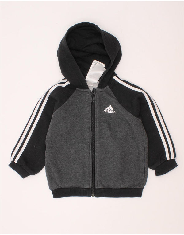 Maglione con cappuccio e zip Adidas da bambino 12-18 mesi in cotone color block grigio