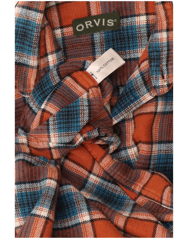 Camicia in flanella da uomo Orvis in cotone a quadri piccoli arancioni