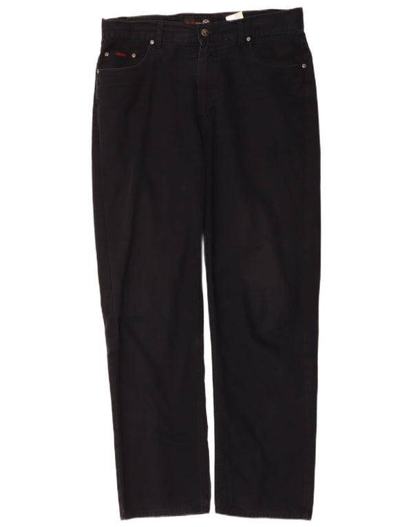 Pantaloni casual dritti da uomo Carlo Colucci W34 L32 in cotone blu navy