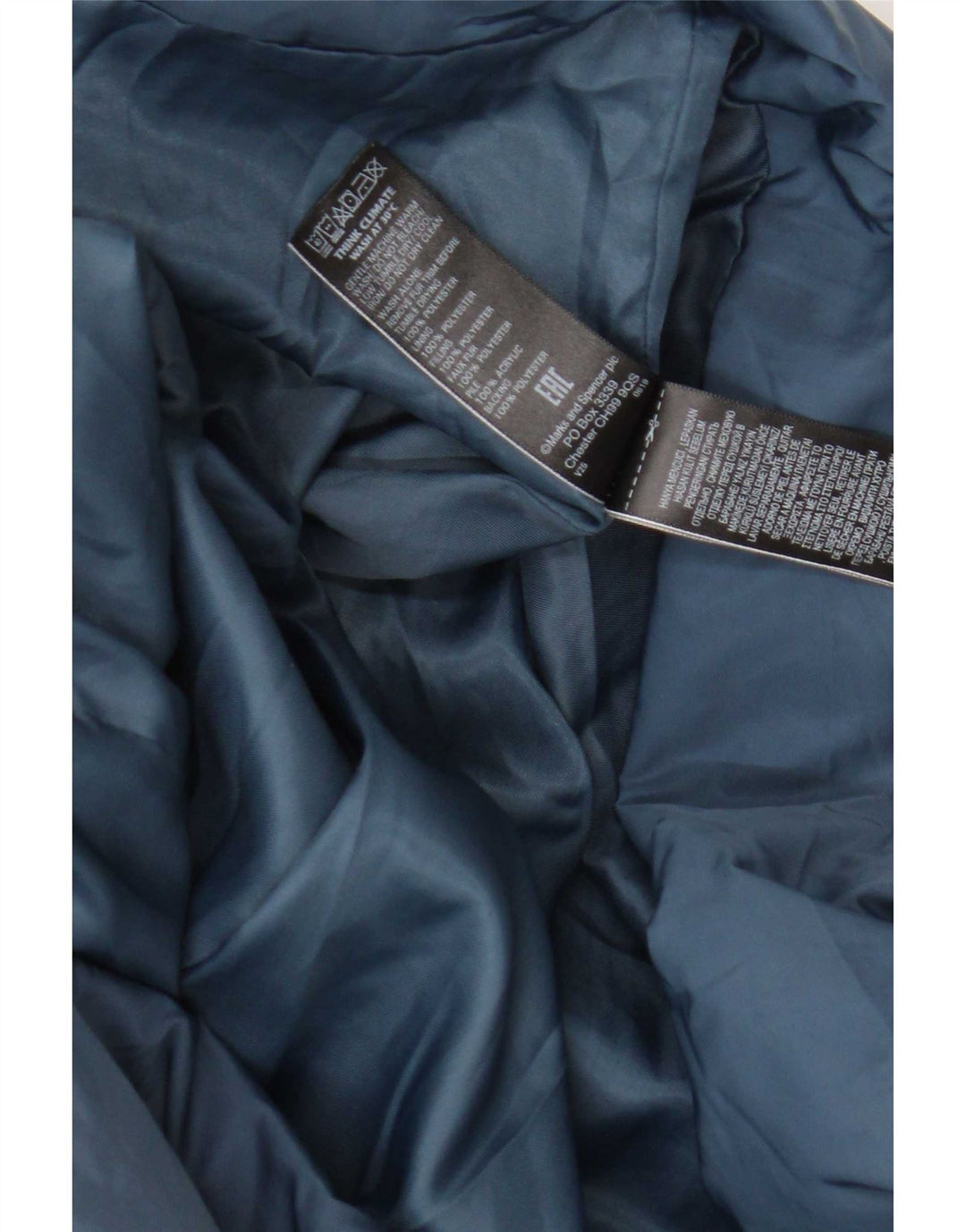 Cappotto imbottito con cappuccio da donna Marks & Spencer UK 20 2XL poliestere blu navy