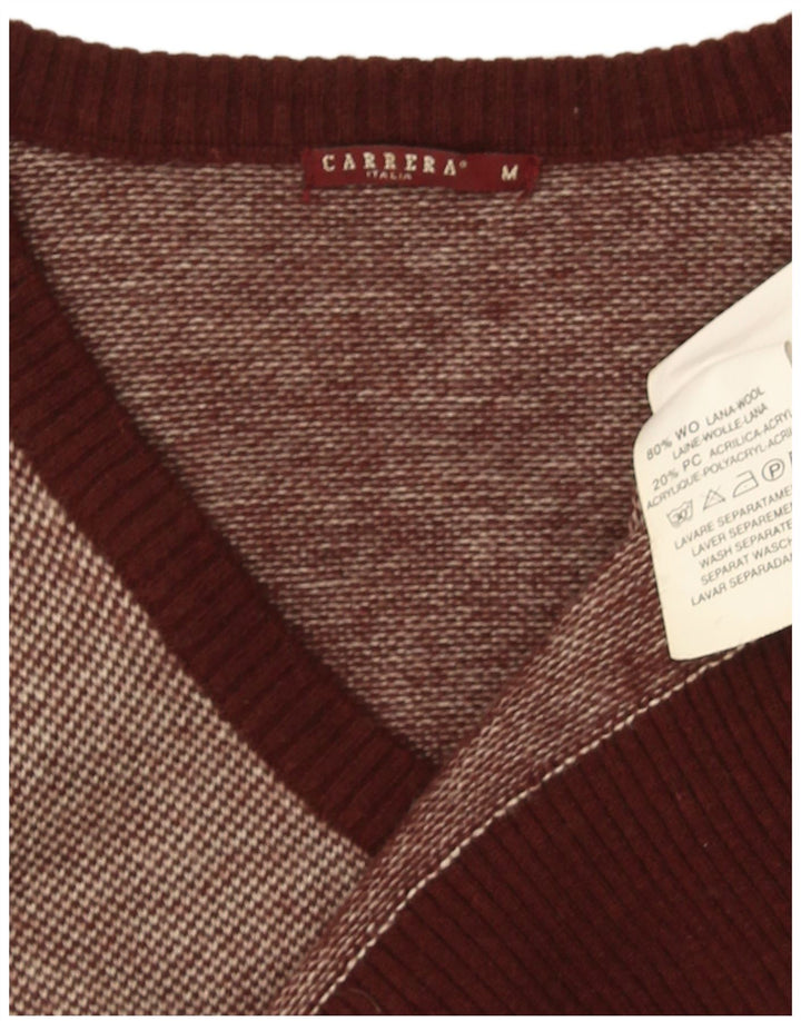 Maglione da uomo con scollo a V Carrera in lana screziata marrone medio