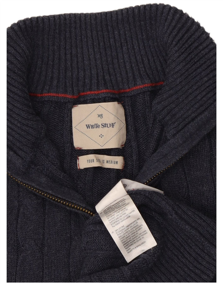 Maglione da uomo con collo con zip White Stuff, cotone medio blu navy