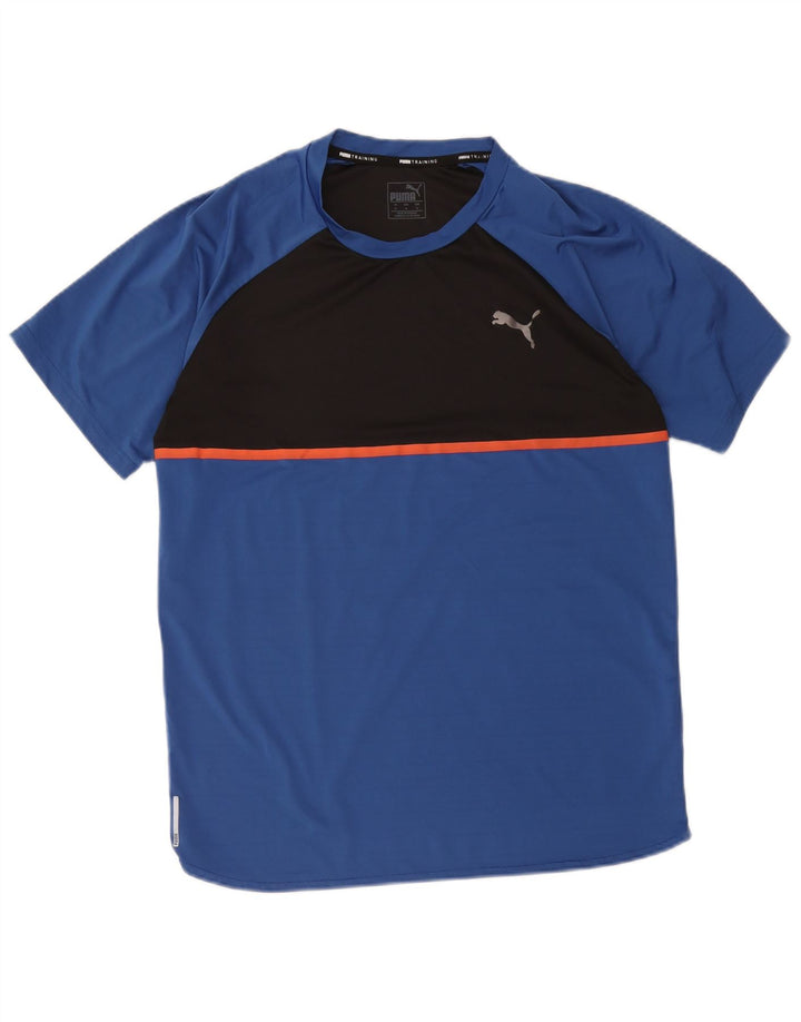 T-shirt da uomo Puma Top in poliestere color block blu medio