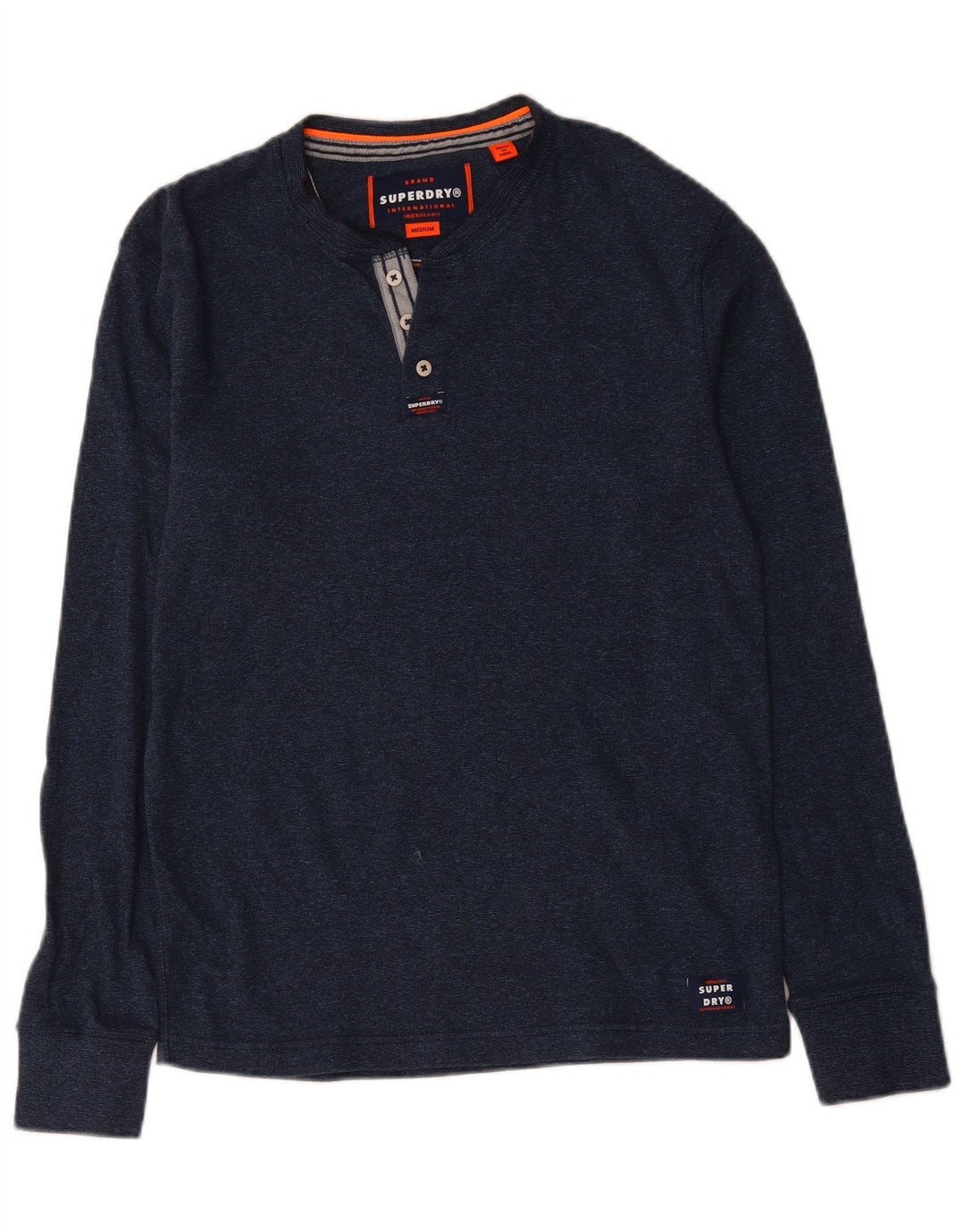 Top da uomo a maniche lunghe Superdry in cotone blu navy medio