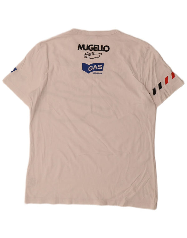 T-shirt grafica da uomo Gas Top grande in cotone bianco