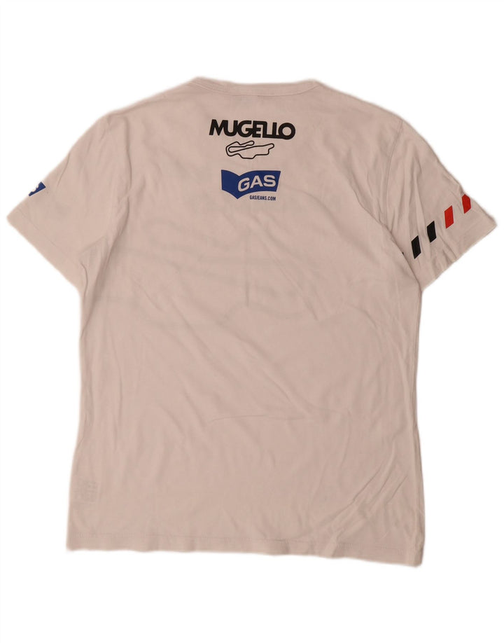 T-shirt grafica da uomo Gas Top grande in cotone bianco