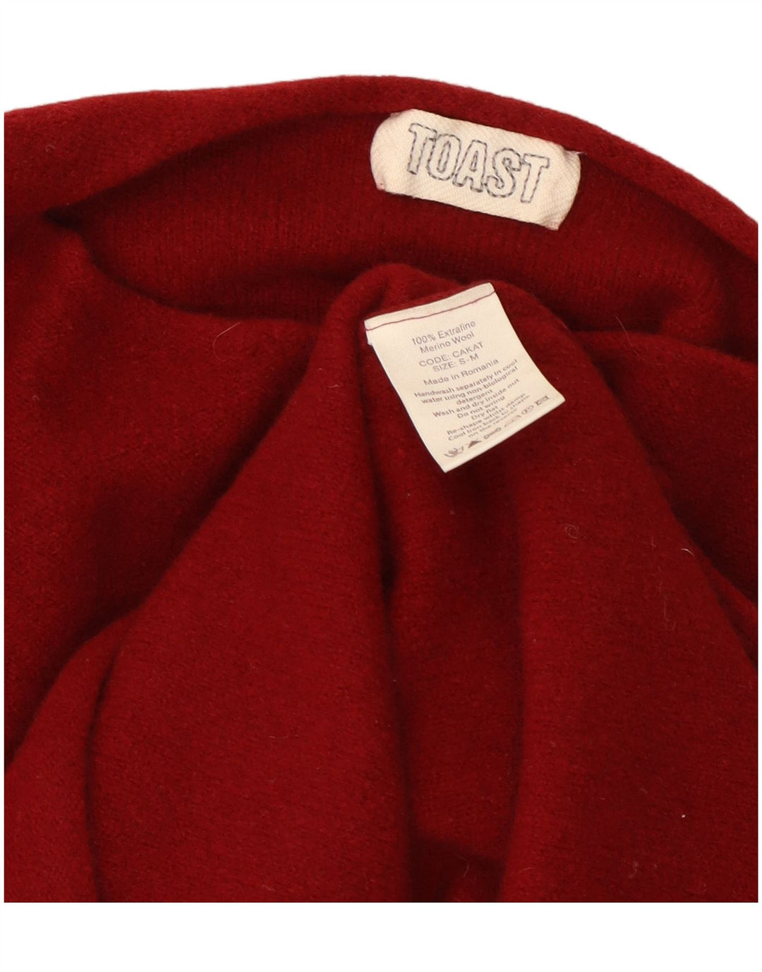 Maglione da donna con scollo a barca Toast, maglione piccolo/medio in lana rossa