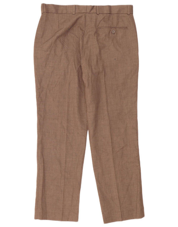 Pantaloni da abito dritti da uomo James Pringle W34 L29 poliestere marrone