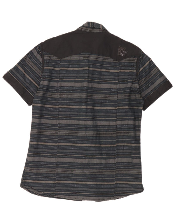 Camicia militare a maniche corte da uomo G-Star in cotone a righe grigie grandi
