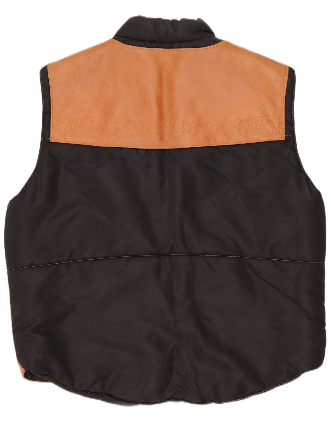 Gilet in pelle da uomo vintage UK 40 grande in pelle marrone Paisley