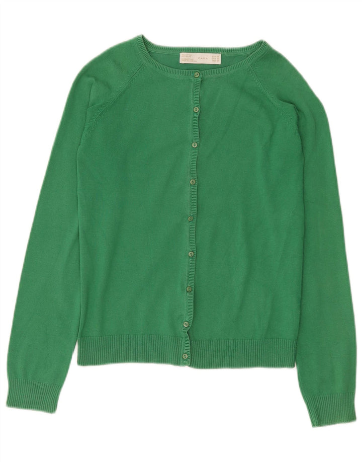 Maglione cardigan da donna Zara UK 12 cotone verde medio